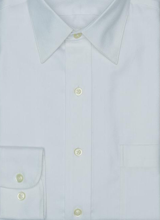 Dress Shirt - Herringbone White Spread Collar